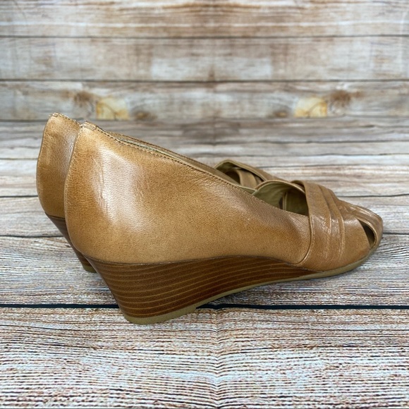 SoftSpots Peeptoe Wedged Sandals Women Size 10 Slip On Shoes - Brown - NEW. - Picture 3 of 10